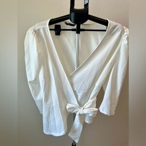 SHEIN White Wrap Top